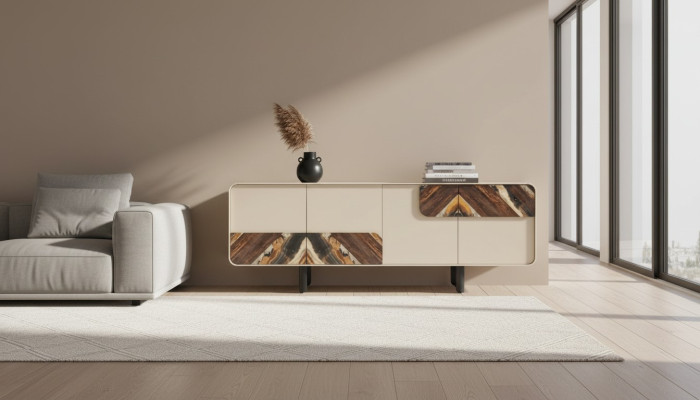 Sideboard Beige Wood Modern Furniture Cabinet Design