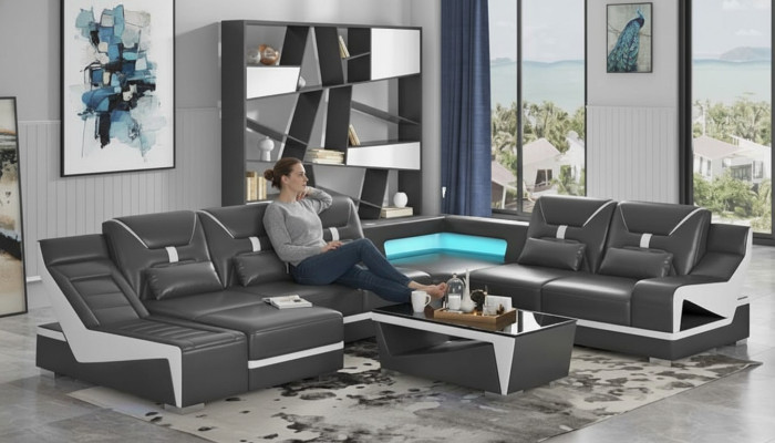 Sectional sofa U-shaped corner sofa designer sofa black corner suite