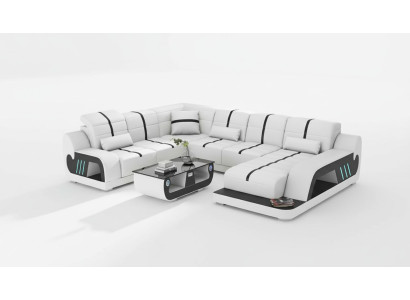 Modern living landscape sofa U-shaped corner sofa designer sofa white faux leather