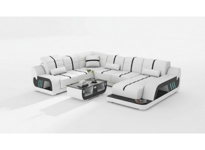 Modern living landscape sofa U-shaped corner sofa designer sofa white faux leather