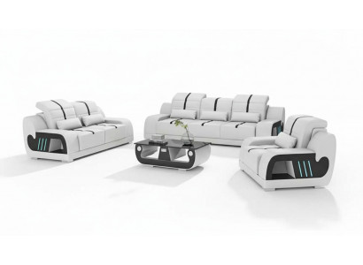 Luxury Sofa Set Complete White Faux Leather Sofa 321