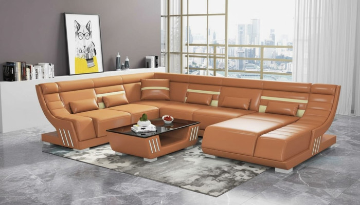 Design Sofas Living Landscape Sofa U Shape Corner Sofa Brown Couches Furniture