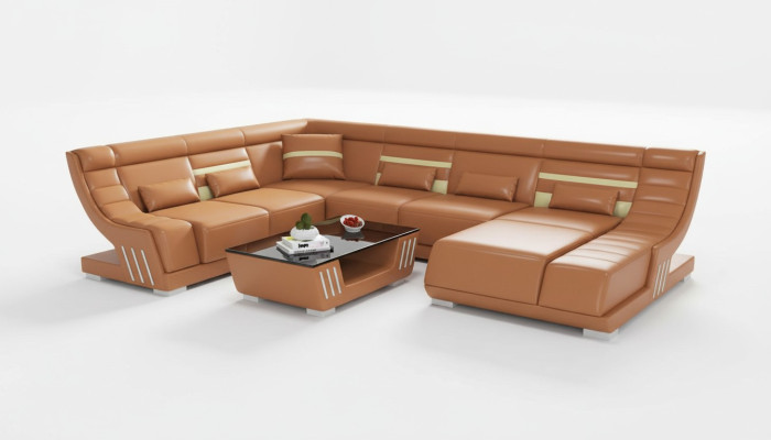 Design Sofas Living Landscape Sofa U Shape Corner Sofa Brown Couches Furniture