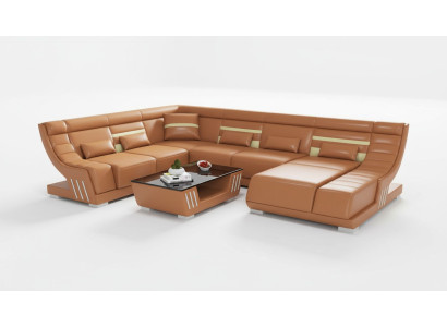 Design Sofas Living Landscape Sofa U Shape Corner Sofa Brown Couches Furniture