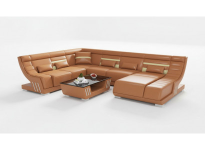 Design Sofas Living Landscape Sofa U Shape Corner Sofa Brown Couches Furniture