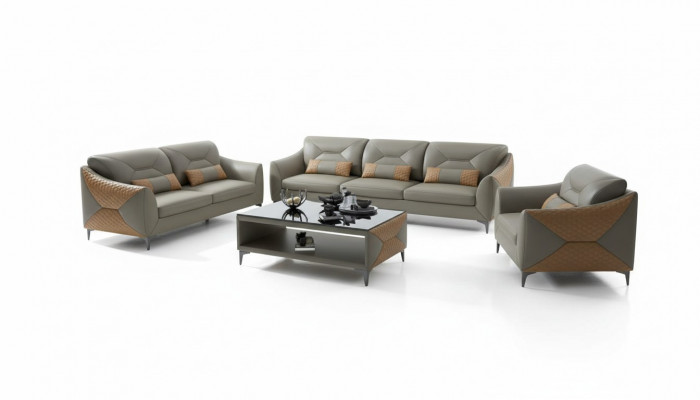 Sofa Set Couch Set 321 Seater Leather Sofa Couch Gray
