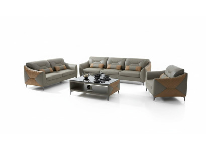 Sofa Set Couch Set 321 Seater Leather Sofa Couch Gray