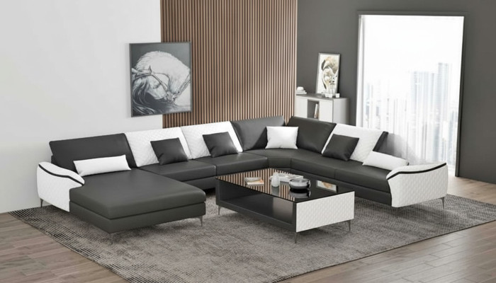 Living area couches leather sofa corner sofa U shape black sofa large new