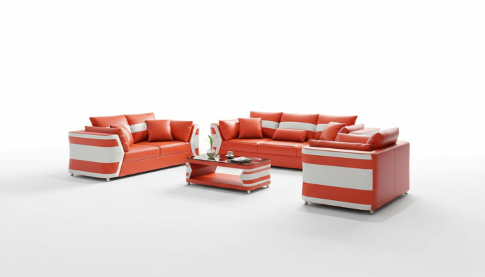 Red sofa suite leather sofa complete 3-piece sofa set