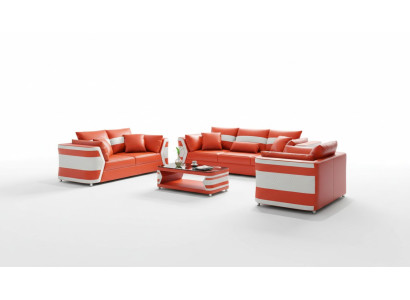 Red sofa suite leather sofa complete 3-piece sofa set