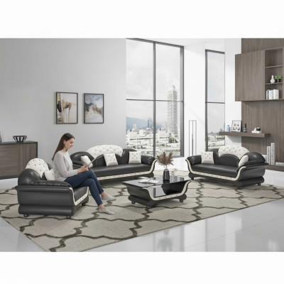 Sofa set Couch set Leather sofa Sofa Complete 3-piece Sofas Black