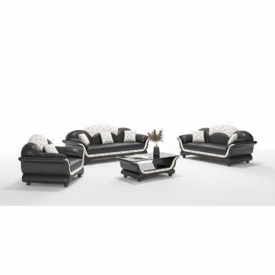 Sofa set Couch set Leather sofa Sofa Complete 3-piece Sofas Black