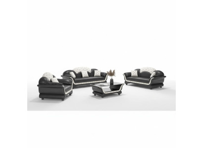 Sofa set Couch set Leather sofa Sofa Complete 3-piece Sofas Black