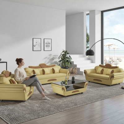 Couch set sofa set leather sofas sofa complete 3-piece sofas brown