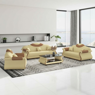Complete sofa set 3-piece sofas leather sofas brown