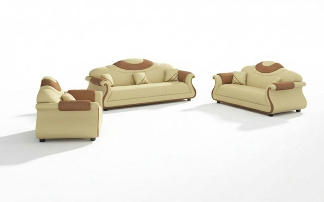 Complete sofa set 3-piece sofas leather sofas brown