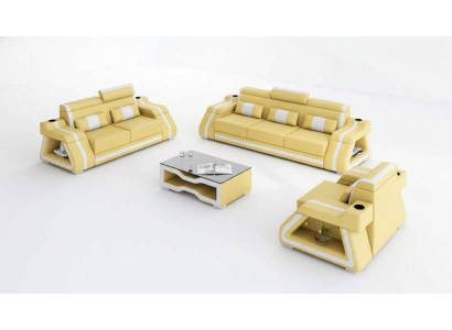 Leather Sofas Complete Couch Set Sofa Set Sofa 3-piece Sofas Yellow