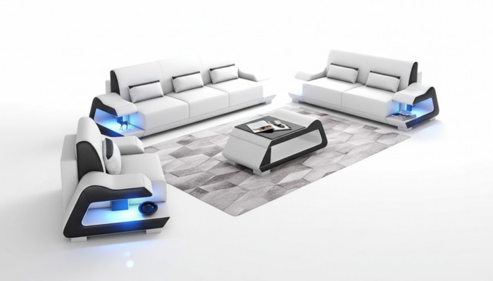 Couch set Sofa set Leather sofas Sofa Complete 3-piece White Set 3+2+1