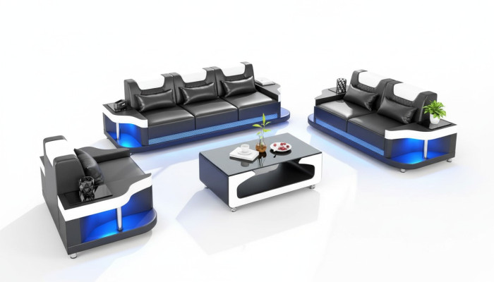Couch set sofa set leather sofas sofa complete 3-piece black set