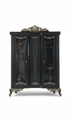 Display cabinet, showcase cabinet, cabinets, living room, glass, gray, wood, new.