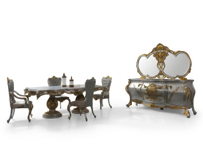 Dining set dining room dining table chairs wood set 11-piece gray baroque sideboard