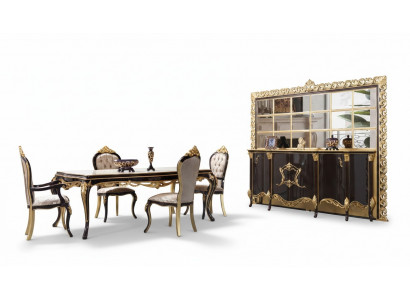 Luxury dining set dining room dining table chairs wood 10-piece brown sideboard