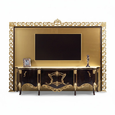 TV stand sideboard RTV lowboard wood gold living room table luxury