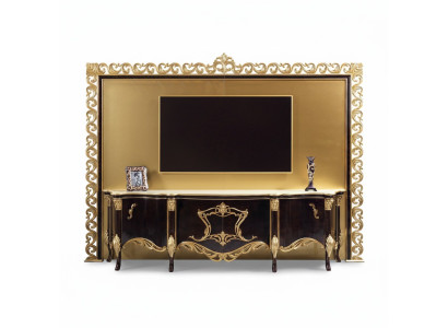 TV stand sideboard RTV lowboard wood gold living room table luxury