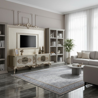 Lowboard TV Stand Sideboard RTV Wood Gold Living Room Table Luxury