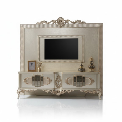 Lowboard TV Stand Sideboard RTV Wood Gold Living Room Table Luxury