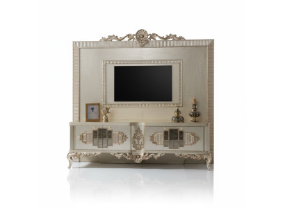 Lowboard TV Stand Sideboard RTV Wood Gold Living Room Table Luxury