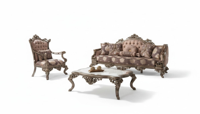 Couch Sofa Set Three-Seater Armchair Sofa Set Beige Upholstered Sofa
