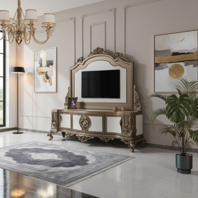 Living room RTV stand TV sideboard lowboard wood brown table luxury