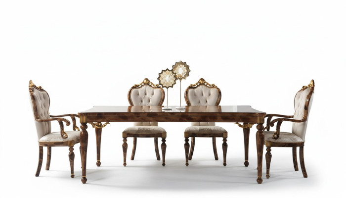 Classic dining group corner dining area dining room dining table wood set 7-piece brown table