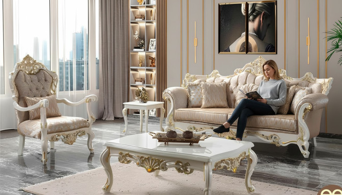Couch Sofa Set Three-Seater Armchair Sofa Set Gray Upholstered Sofa
