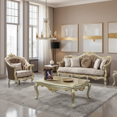 Couch sofa set three-seater armchair sofa set beige upholstered sofa