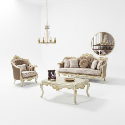Couch sofa set three-seater armchair sofa set beige upholstered sofa
