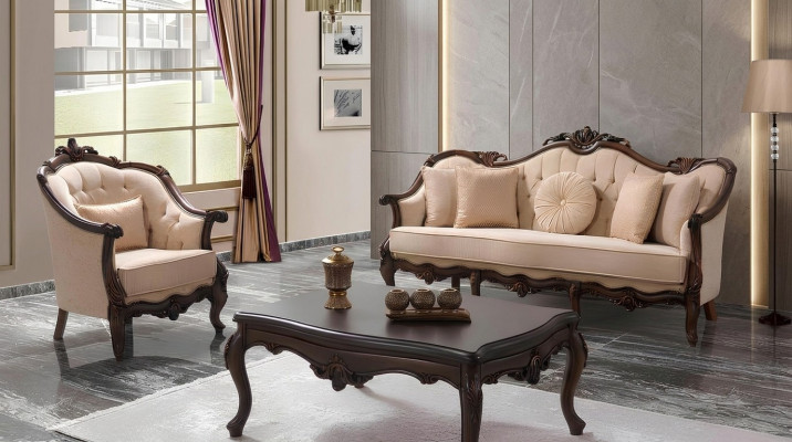 Upholstered sofa Sofa Sofa set Couch Fabric sofa Beige Chesterfield Set