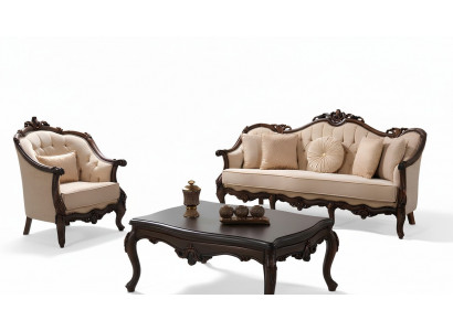 Chesterfield Upholstered Sofa Set Upholstery Fabric Sofa Beige Set