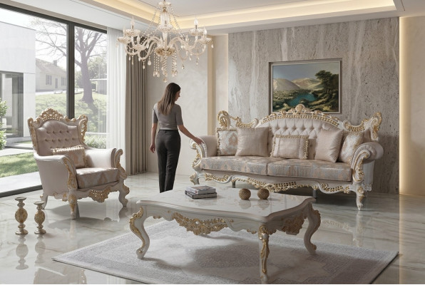 Upholstered Sofa Complete Couch Set Sofa Suite Beige Sofa Fabric Sofa