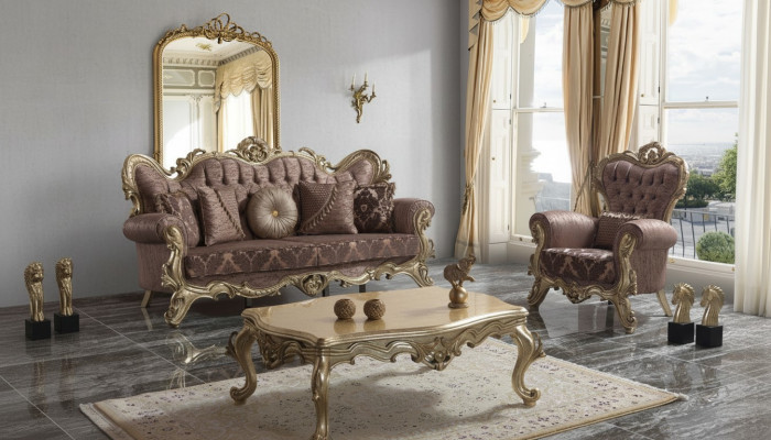 Chesterfield Sofa Set Upholstered Sofa Sofa Couch Purple Fabric Sofa Set
