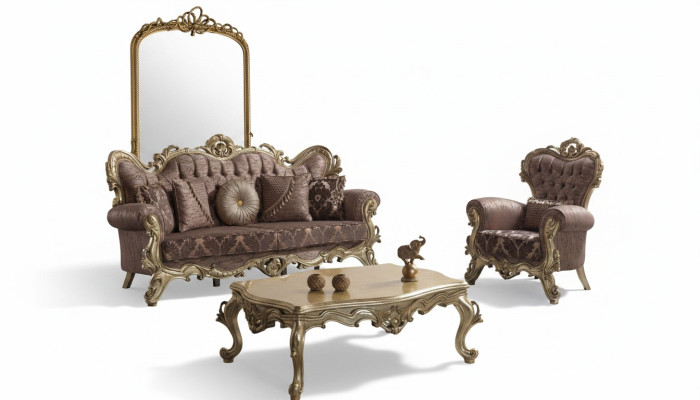 Chesterfield Sofa Set Upholstered Sofa Sofa Couch Purple Fabric Sofa Set
