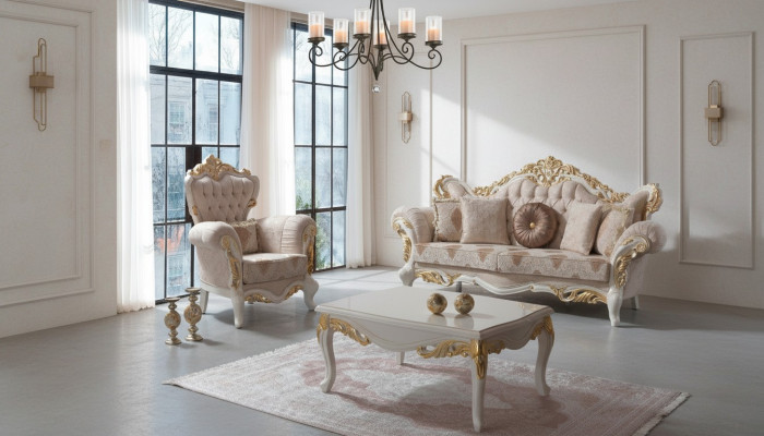 Upholstered Sofa Complete Sofa Suite Sofa Set Beige Sofa Fabric Sofa