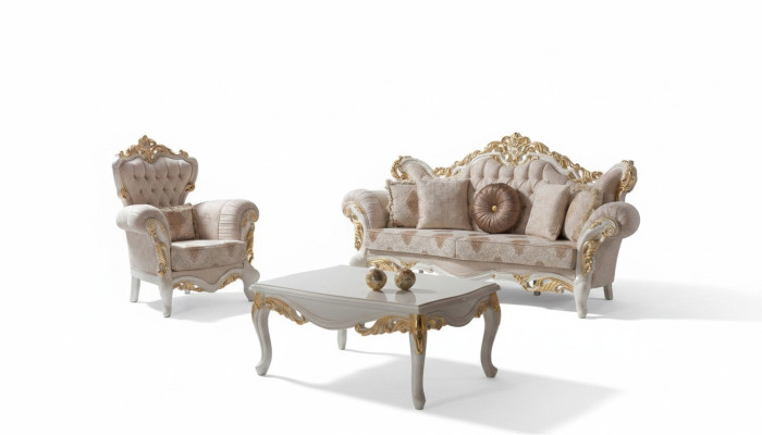 Upholstered Sofa Complete Sofa Suite Sofa Set Beige Sofa Fabric Sofa