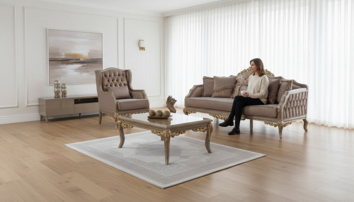 Upholstered Sofa Complete Couch Set Sofa Suite Fabric Sofa Brown