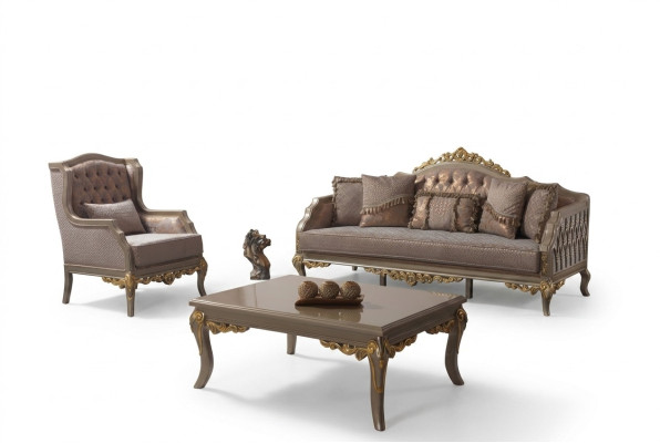 Upholstered Sofa Complete Couch Set Sofa Suite Fabric Sofa Brown