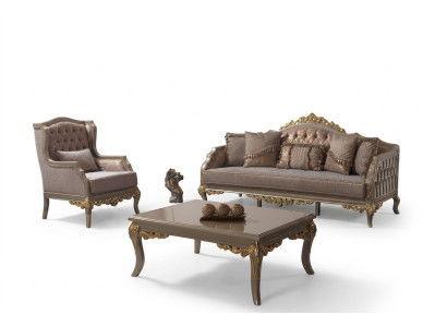 Upholstered Sofa Complete Couch Set Sofa Suite Fabric Sofa Brown