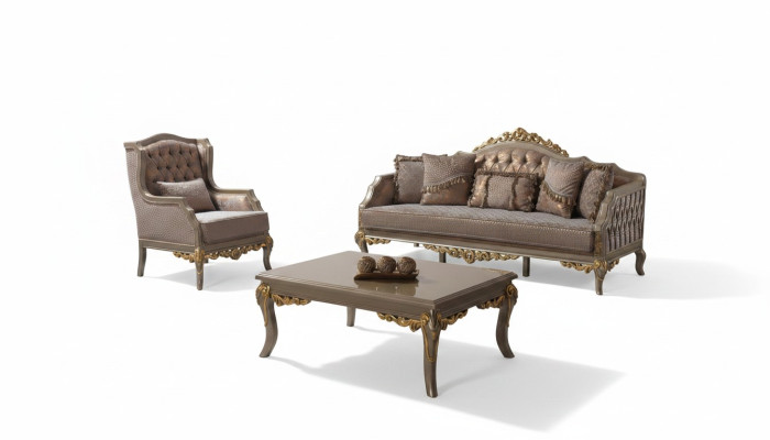 Sofa set upholstered sofa couch brown fabric sofa Chesterfield set couches