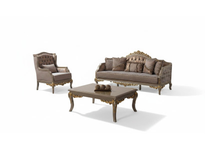 Sofa set upholstered sofa couch brown fabric sofa Chesterfield set couches