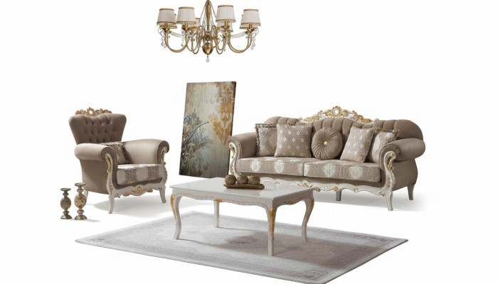 Couch set, sofa set, upholstered sofa, fabric sofa, three-seater, brown sofa set.